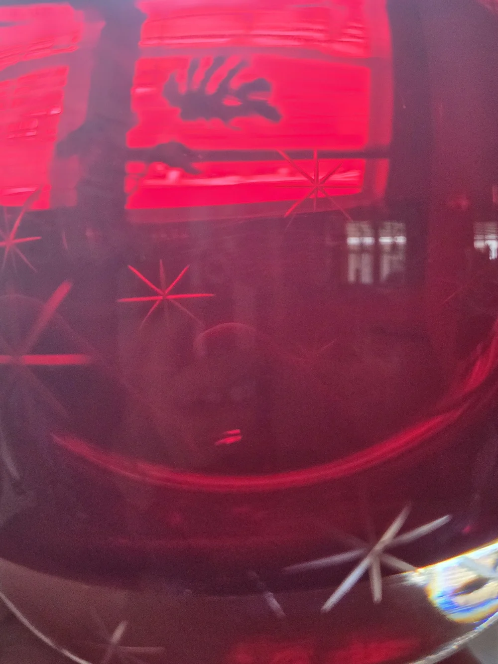 Crate&Barrel Ruby Red Glass Candle Holder
